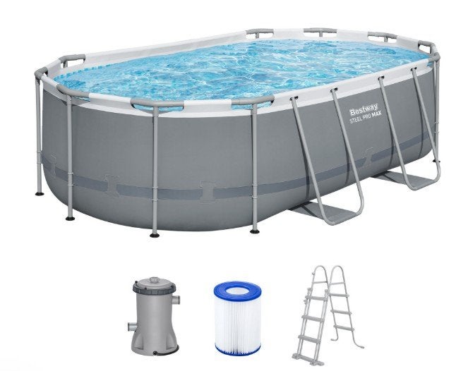 Bestway Power Steel 427 Opzetzwembad met verwarming, Tuin en Terras, Zwembaden, Ophalen, Gebruikt, 80 tot 120 cm, Rond