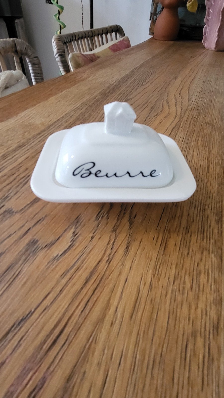 Witte botervloot met 'Beurre' opdruk, Ophalen, Overige typen, Zo goed als nieuw, Steen/keramiek