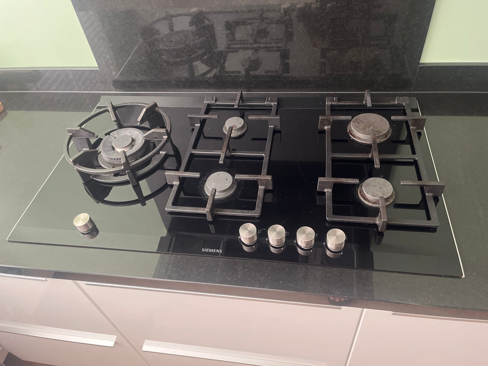 Siemens ER926SB70N Gas op Glas Kookplaat - 5 Kookzones, Ophalen, Gebruikt, Inbouw, Gas