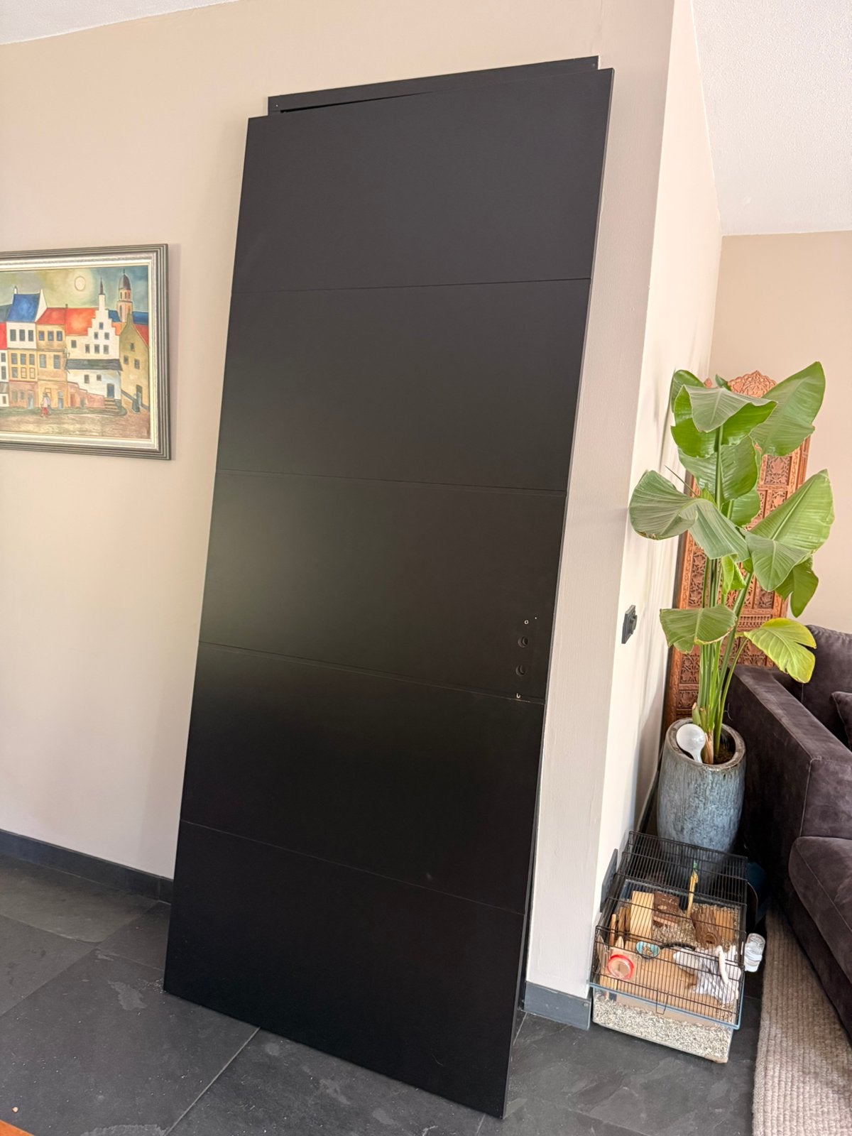 Opdekdeur zwart 93 x 231,5, Doe-het-zelf en Verbouw, Deuren en Horren, Ophalen, 80 tot 100 cm, 215 cm of meer, Binnendeur