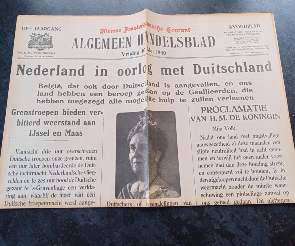 Krant 10 mei 1940, Nederland in oorlog met Duitsland, Ophalen of Verzenden, Overige soorten, Nederland, Boek of Tijdschrift