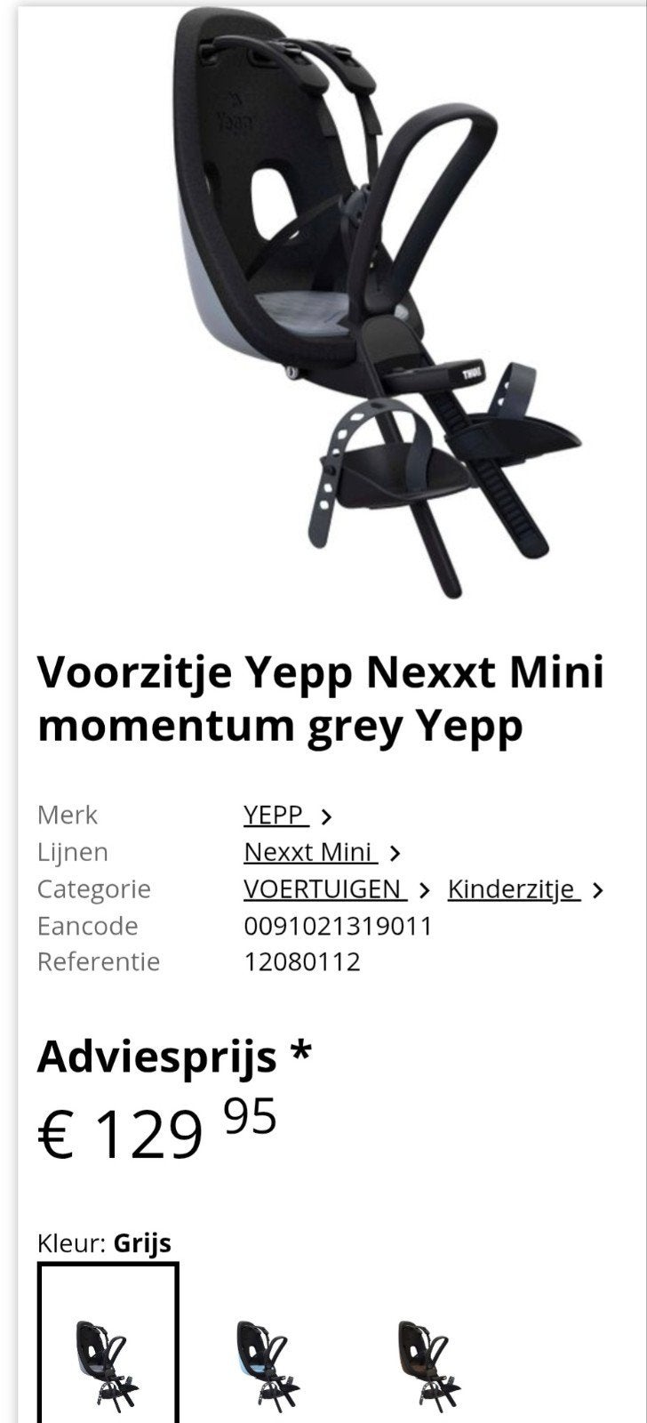 Thule Yepp Nexxt Mini Fietsstoeltje - Nieuw in doos, Fietsen en Brommers, Voetsteuntjes, Voorzitje, Nieuw, Ophalen of Verzenden