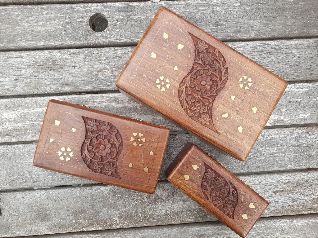 3 hardhouten kistjes uit Indonesië, nieuw, Antiek en Kunst, Ophalen of Verzenden
