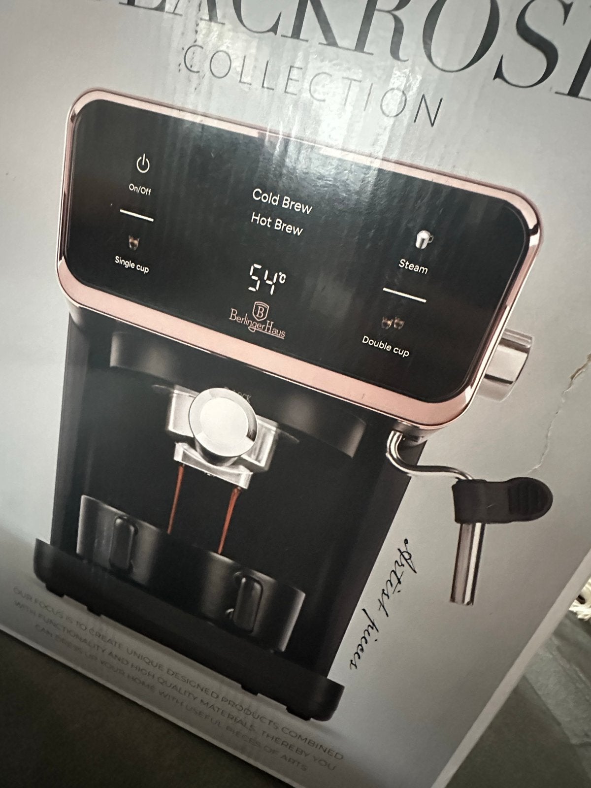 Berlingerhaus Espressomachine Touchscreen Rosé/Zwart, Witgoed en Apparatuur, Koffiezetapparaten, Ophalen of Verzenden, Nieuw, Espresso apparaat