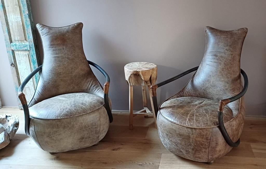 2 x Clubchair Carlisle Design, Huis en Inrichting, Fauteuils, Ophalen, 75 tot 100 cm, Leer, Minder dan 50 cm