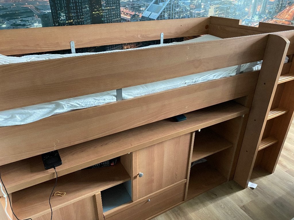 Bed Burea kast in 1 complete slaapkamer, Ophalen, Gebruikt, Eenpersoons