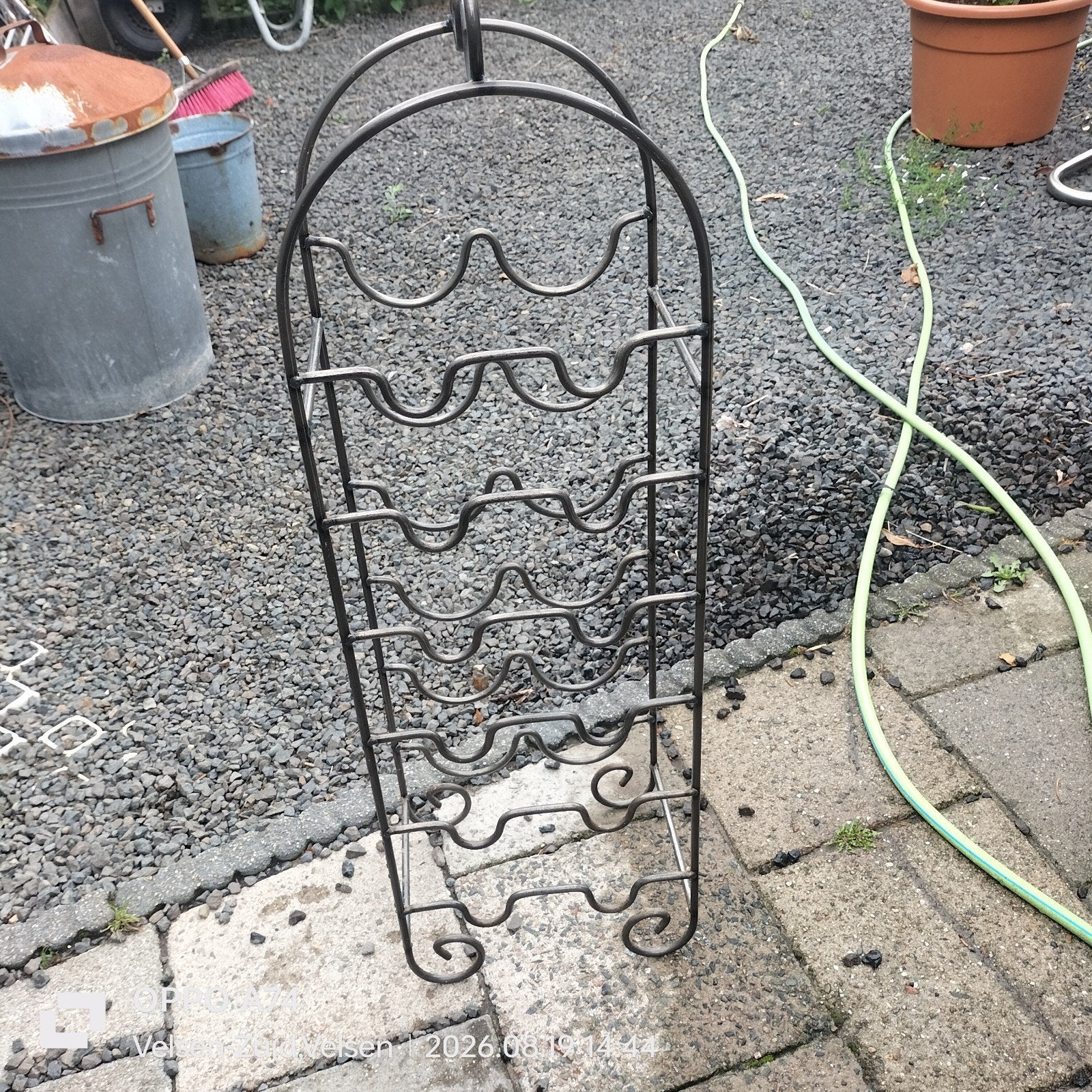 Metalen Wijnrek voor 10 Flessen - Zwart, Gebruikt, 5 tot 15 flessen, Ophalen of Verzenden, 75 – 100