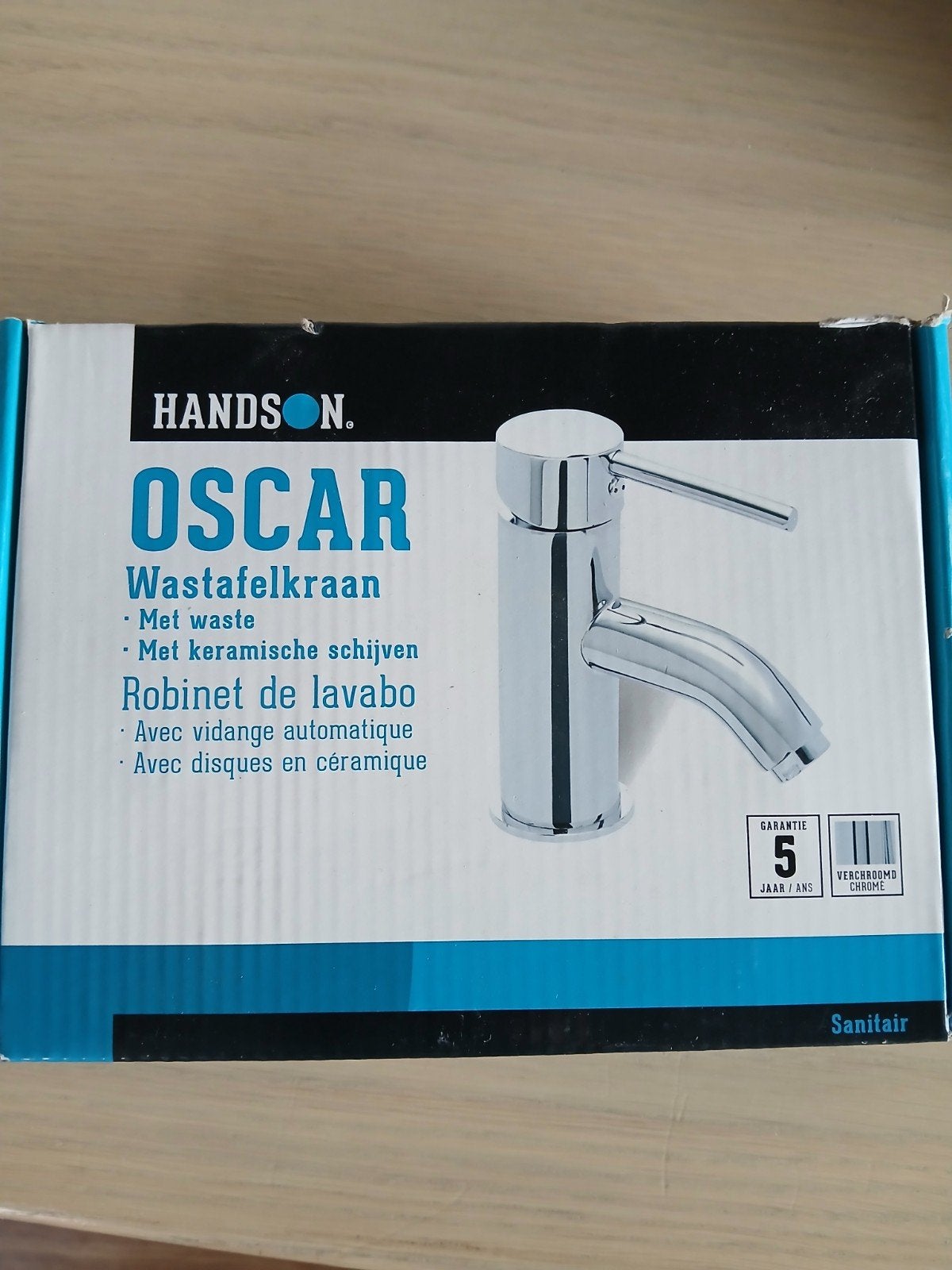 HANDSON OSCAR Wastafelkraan met waste en keramische schijven, Ophalen of Verzenden, Nieuw, Chroom, Kraan