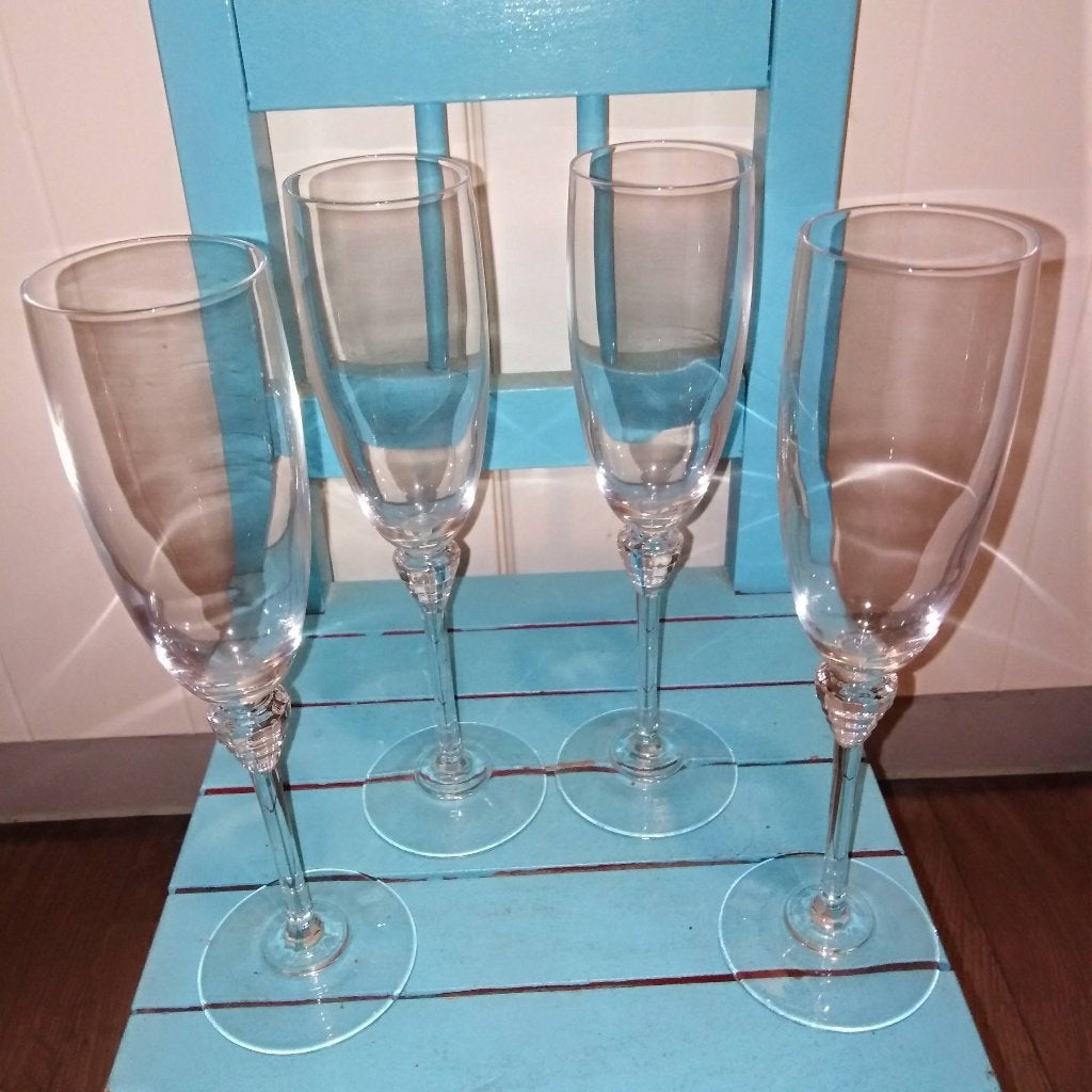 Cristal d’Arques champagne glazen kristal 4 stuks, Ophalen, Glas of Glazen, Overige stijlen, Glas