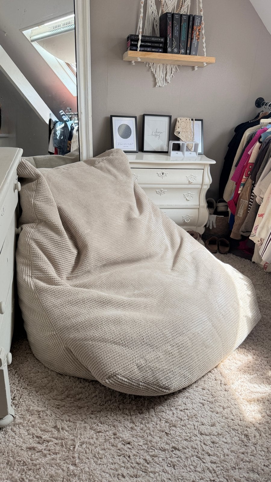 XXL Zitzak Vloer Stoel Corduroy - Comfortabel & Stijlvol, Huis en Inrichting, Ophalen, Gebruikt, Beige, Zitzak