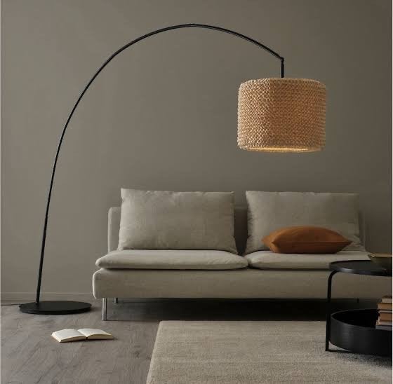 IKEA Skaftet vloerlamp met beige lampenkap, Ophalen, 200 cm of meer, E27 (groot), Zo goed als nieuw
