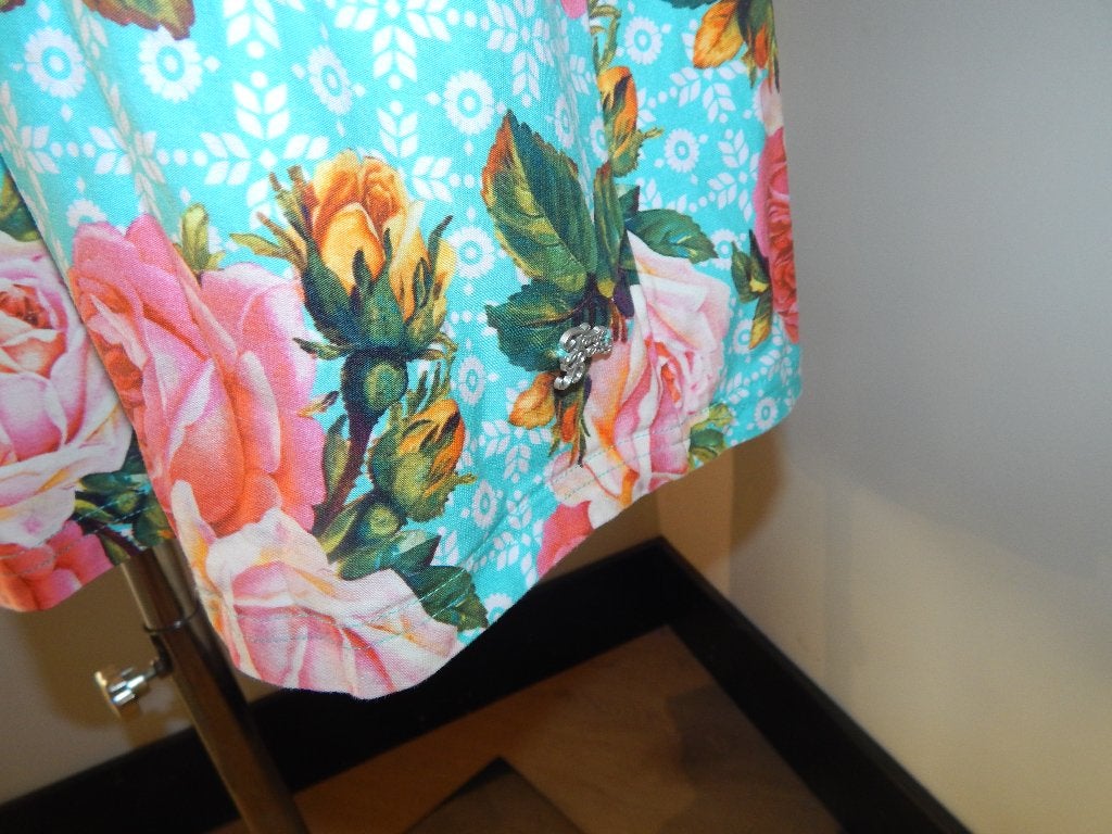 Tante Betsy retro vintage look jurk rozen print ritsje L, Tante Betsy, Maat 42/44 (L), Zo goed als nieuw, Knielengte