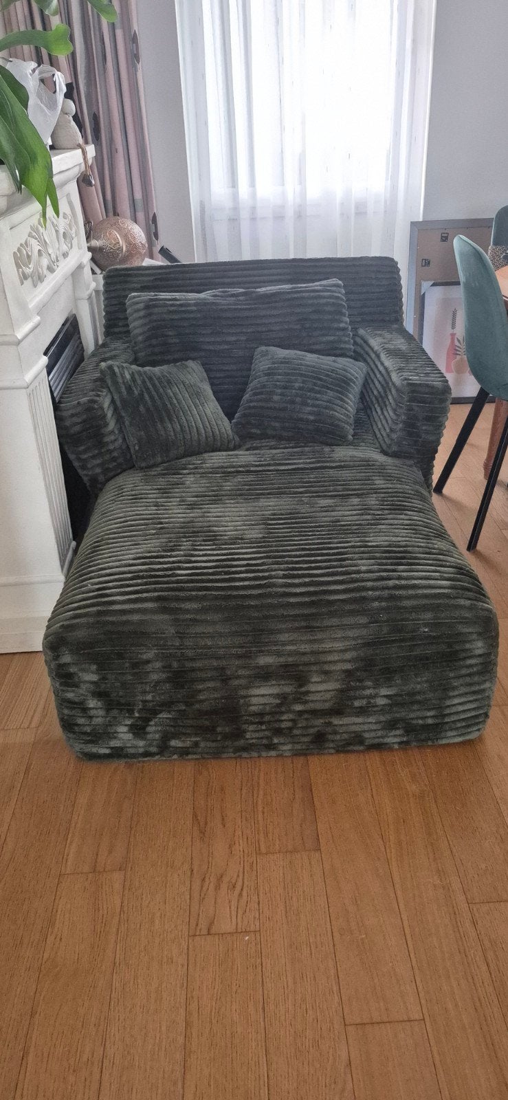 Zo goed als nieuwe Sweiko Chaise longue Corduroy Groen, Huis en Inrichting, Fauteuils, Ophalen, Modern, Comfortabel, Zo goed als nieuw