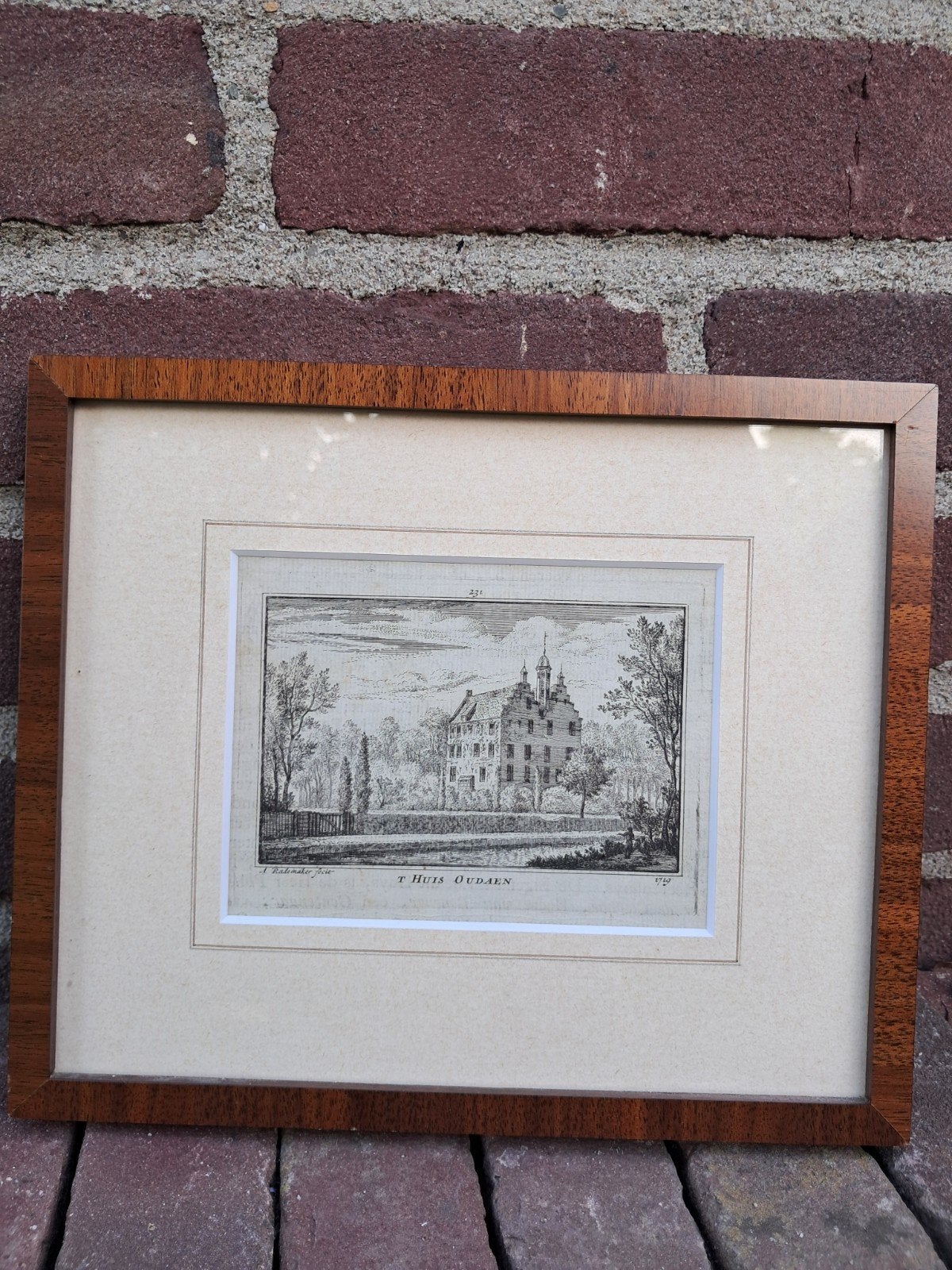 Ets 't Huis Oudaen te Breukelen in passepartout, Antiek en Kunst, Ophalen of Verzenden