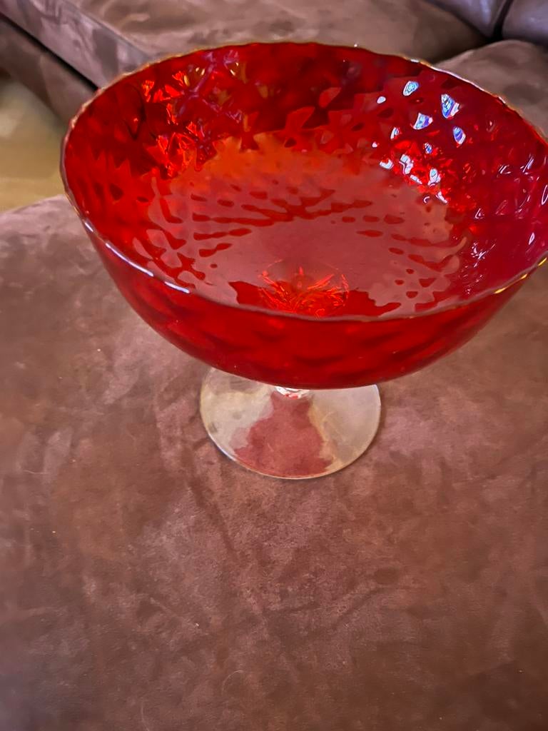 Mooie rode glazen schaal, Ophalen, Schaal, Rond, Glas