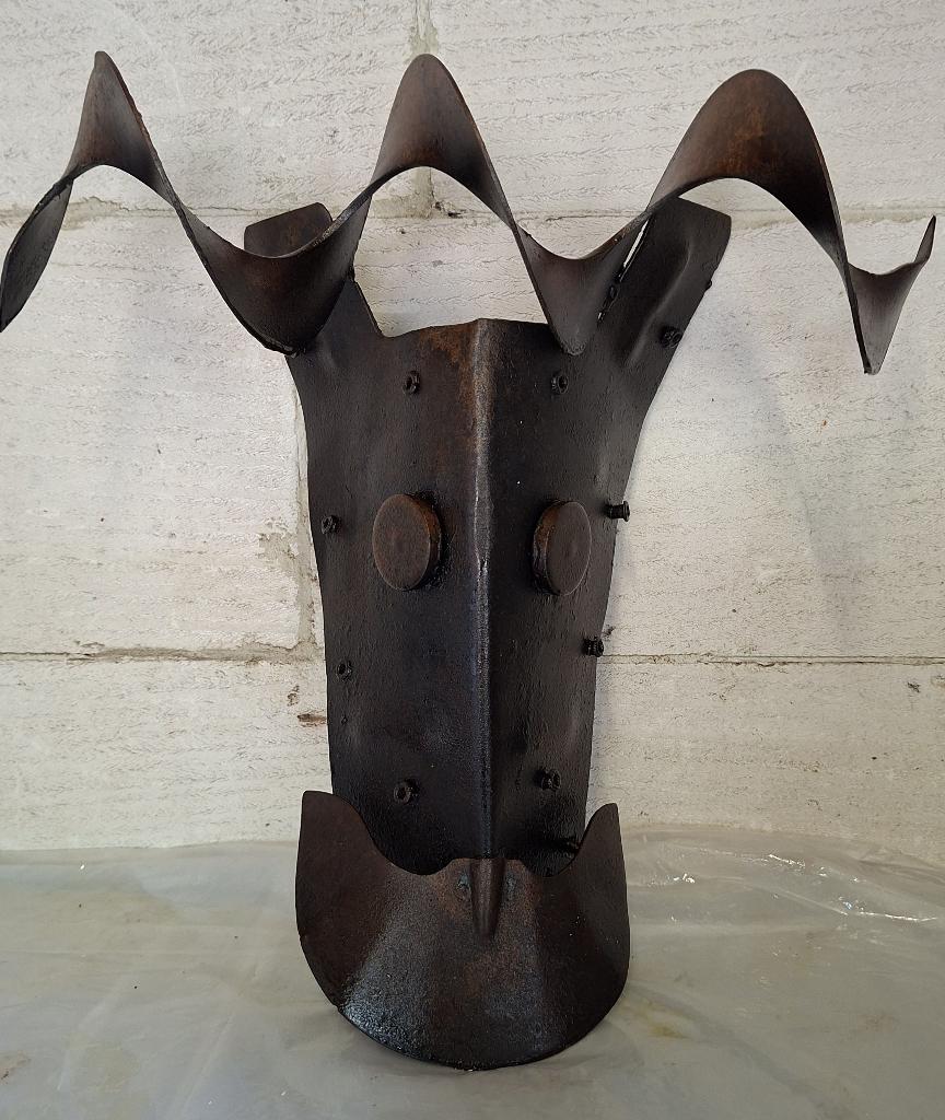 Masker van een Wildebeest door Jan Opdam, Antiek en Kunst, Handgemaakt, Zoogdier, 20 - 50 cm, Bruin