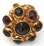 Antiek gouden 14K granaat oorbellen, Ophalen, Goud, Oorbellen, Met edelsteen