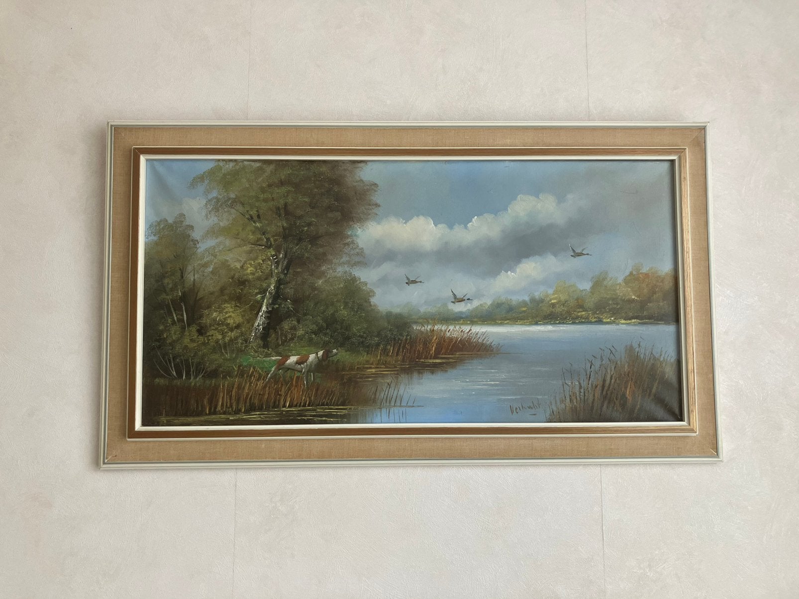 Prachtig schilderij olieverf moerasachtig landschap, Antiek en Kunst, Ophalen