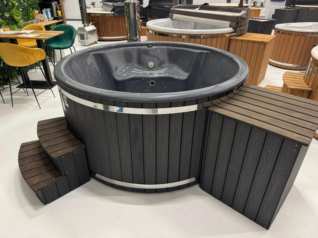Houtgestookte Hottub Q-tub XL Intern | Hot Tub 200cm | Qrest, Ophalen of Verzenden, Nieuw, Filter, Vast