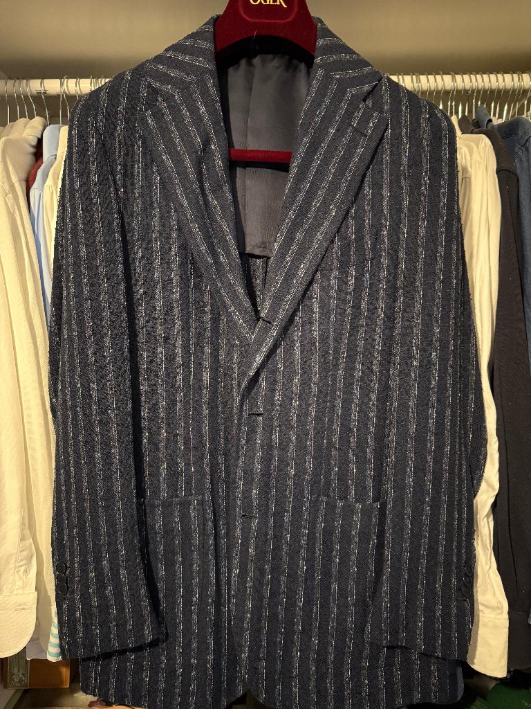 Oger/Munro linnen blazer 48, Ophalen, Gedragen, Maat 48/50 (M), Blauw