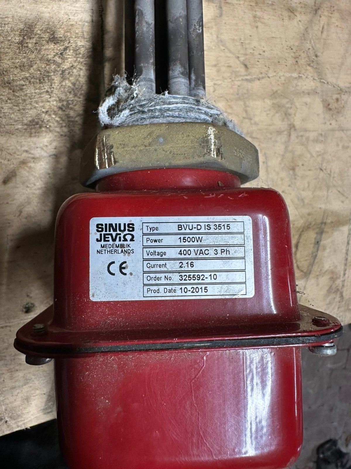 Sinus Jevi 1,5 kW verwarmingselement 400V – met thermostaat, Minder dan 20 liter, Ophalen of Verzenden, Zo goed als nieuw, Boiler