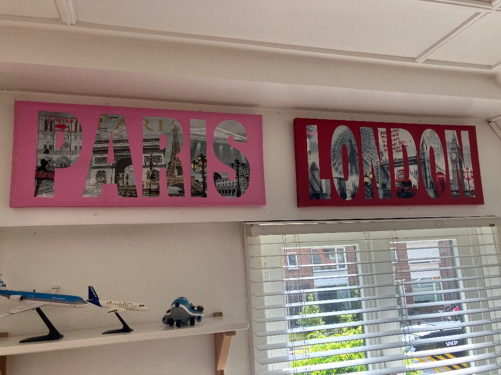 Lijsten, wanddecoratie, tekstborden, Ophalen, Gebruikt, 33 cm, Textiel