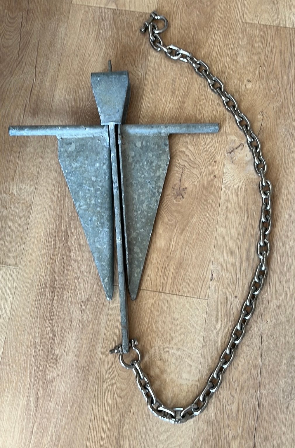 Anker met ketting - Gegalvaniseerd ploegschaaranker, Ophalen of Verzenden, Gebruikt, Overige typen