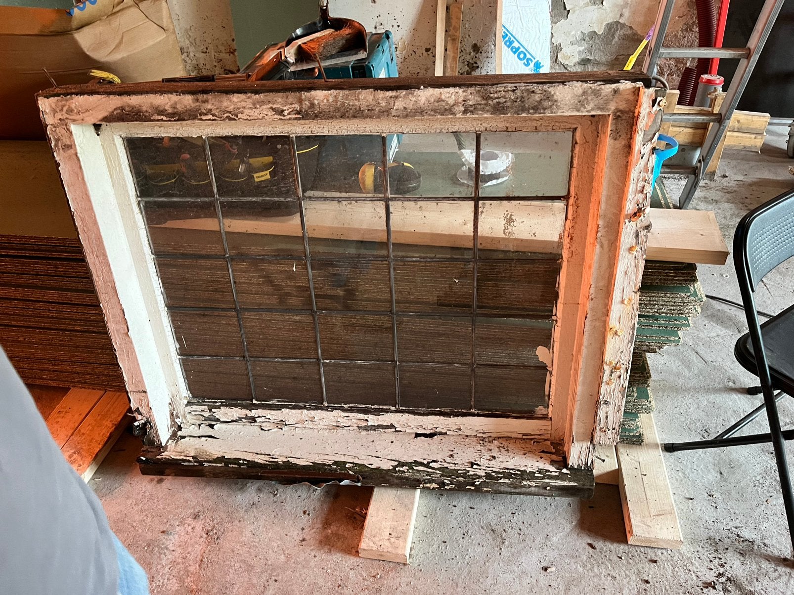 Glas in lood raam, Raamkozijn, Zo goed als nieuw, Hout, Ophalen