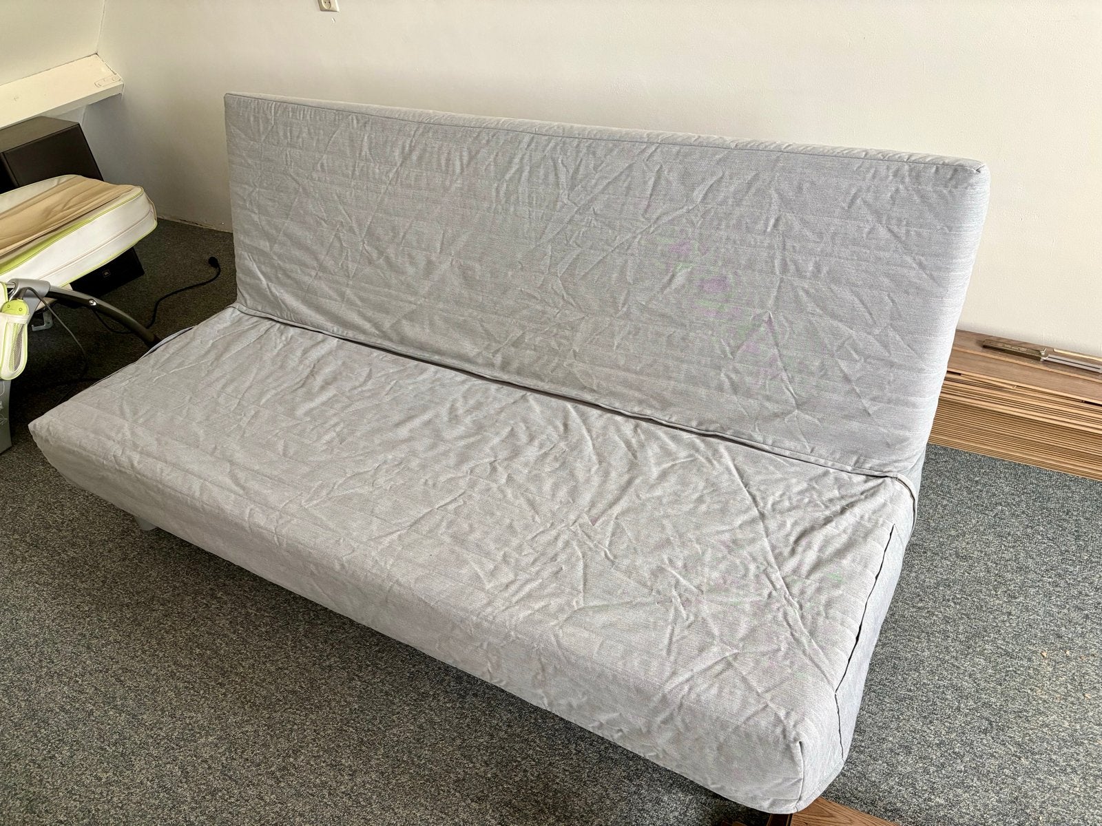 IKEA BEDDINGE LÖVÅS slaapbank - Grijs, 140x200 cm, Ophalen, Gebruikt, Tweepersoons, 140 cm