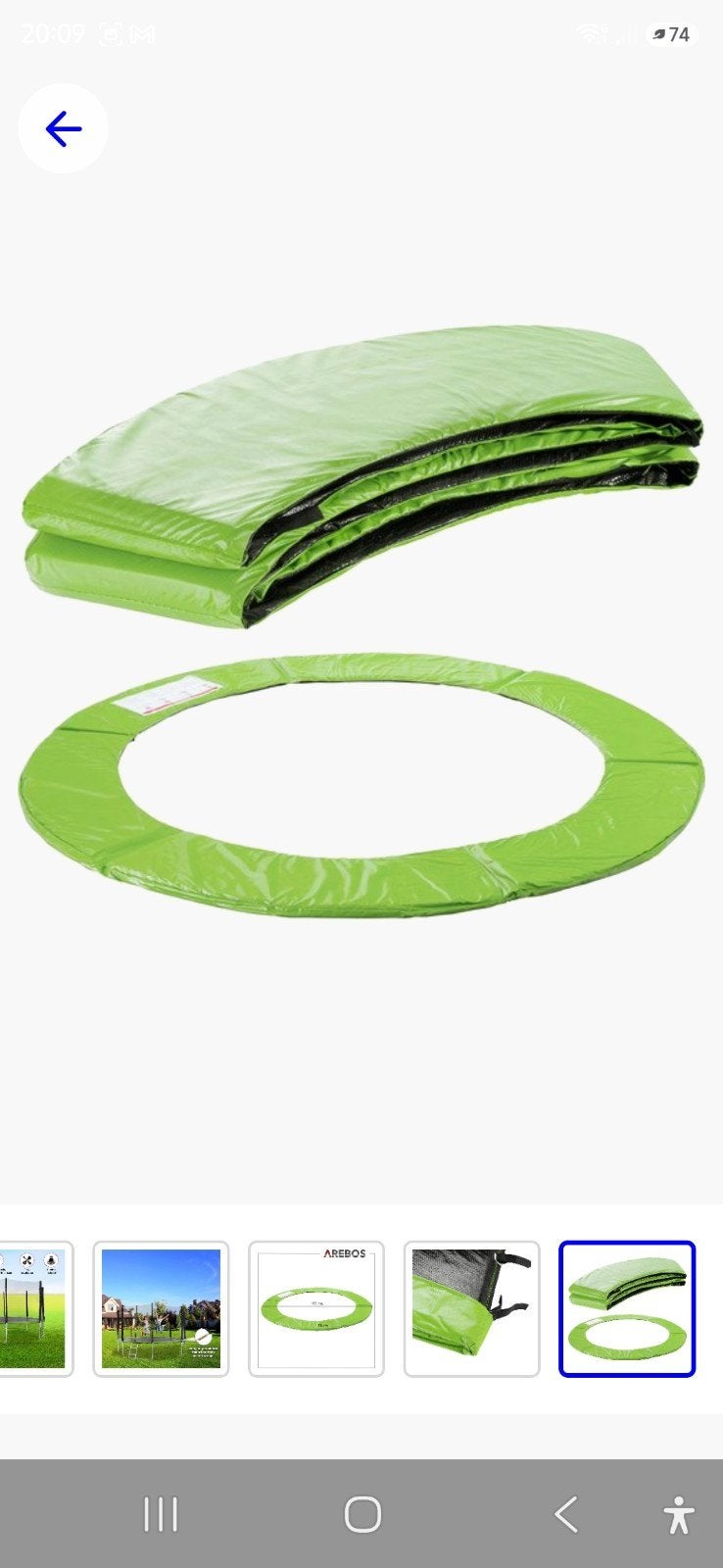 AREBOS Trampoline Veiligheidsrand Groen 183 cm, Ophalen