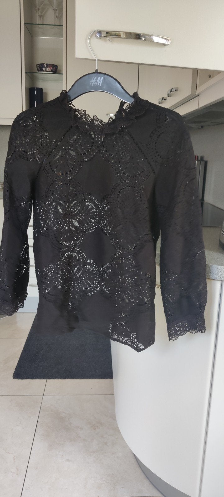 Zwarte kanten blouse van Sézane, maat 32 (XS), Ophalen of Verzenden