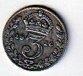 3  pence  1916   Engeland. km. 813, Ophalen of Verzenden, Overige landen, Losse munt, Zilver