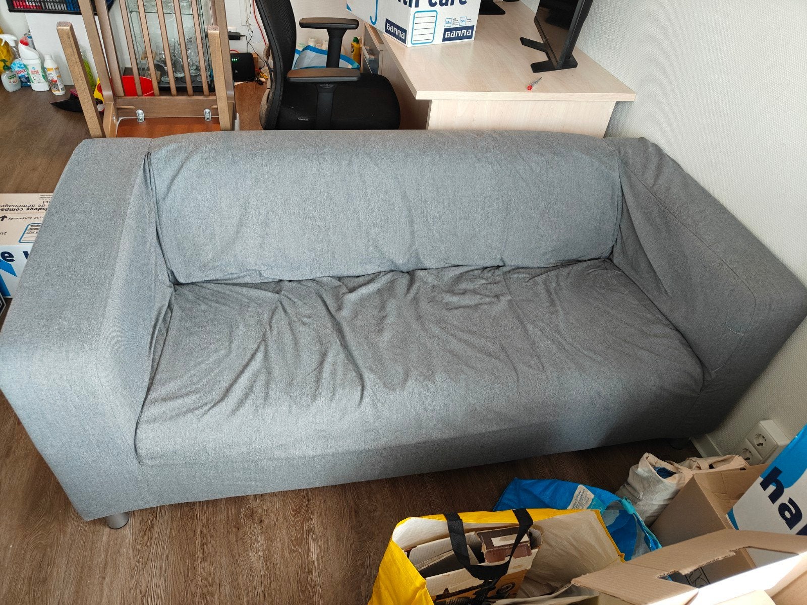 Grijze Klippan bank van Ikea, Ophalen, 150 tot 200 cm, Grijs, Tweepersoons