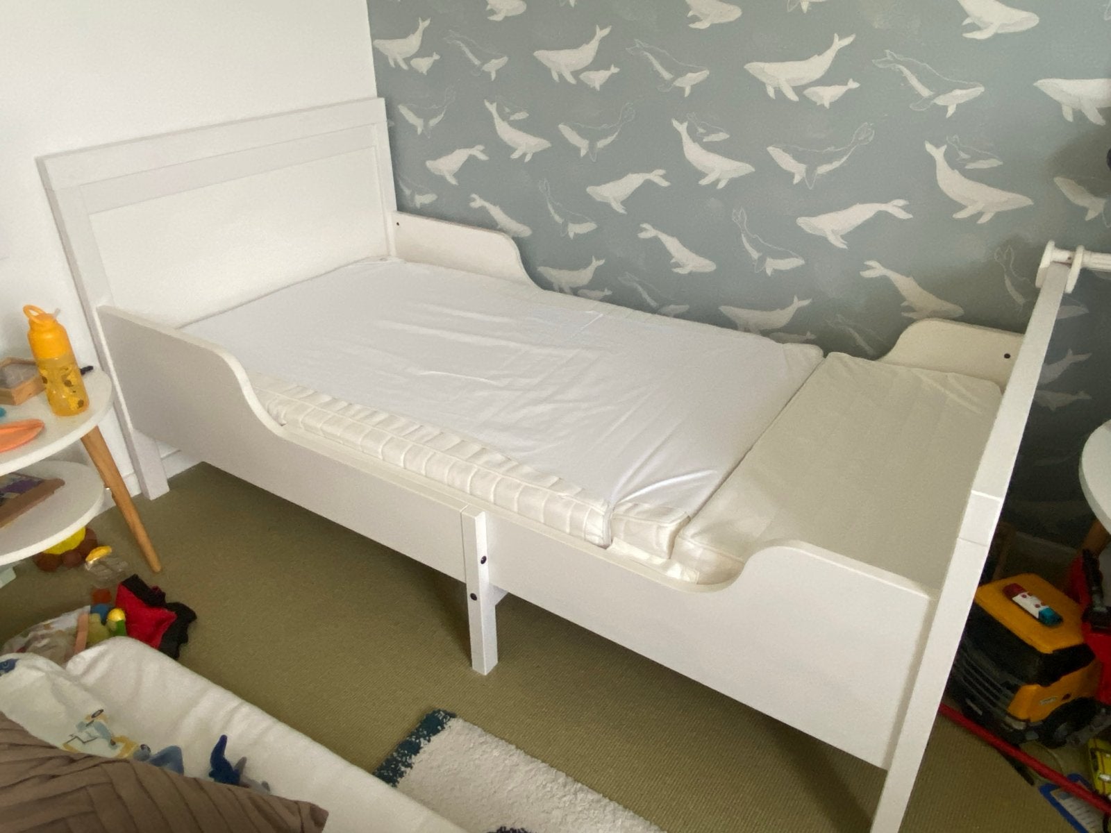 IKEA Sundvik kinderbed incl matras, lattenbodem, beddengoed, Ophalen, Gebruikt, 70 tot 85 cm, Lattenbodem