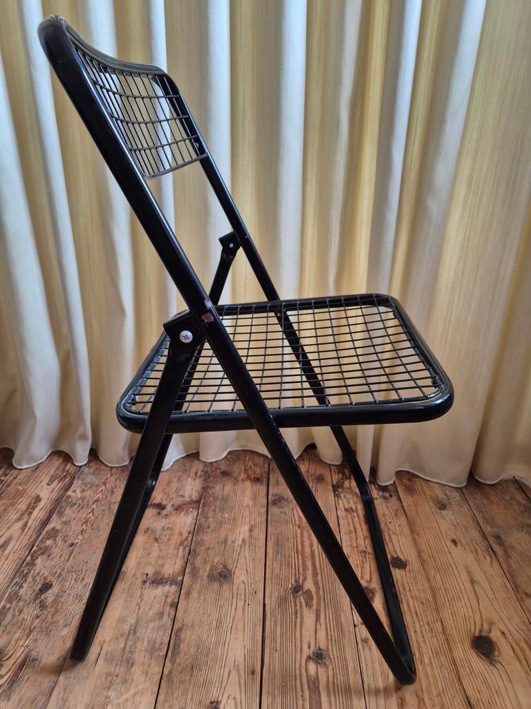 Niels Gammelgaard vintage metalen klapstoel stoel, Gebruikt, Zwart, Ophalen of Verzenden, Metaal