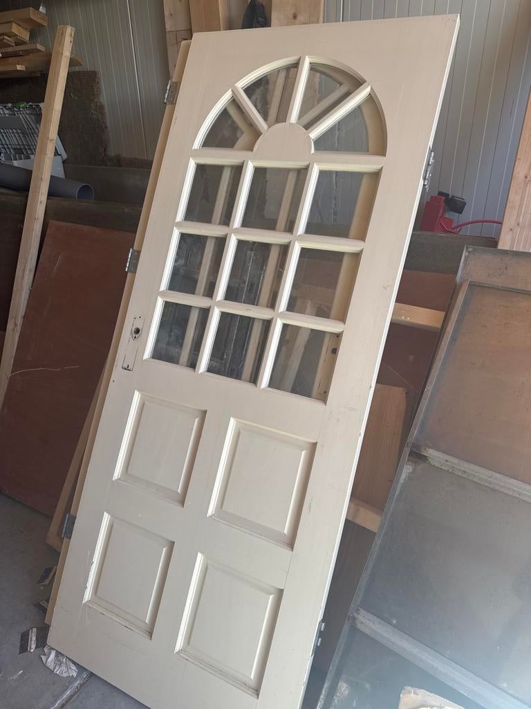 Binnendeur met glas en boog, zonder klinken, Ophalen, Gebruikt, 80 tot 100 cm, Binnendeur