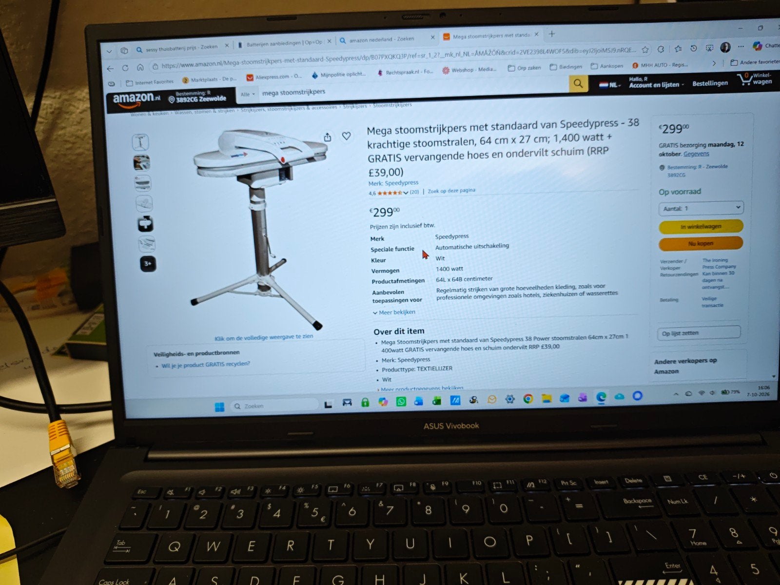 Mega stoomstrijkpers met standaard van Speedypress. NIEUW, Ophalen, Nieuw