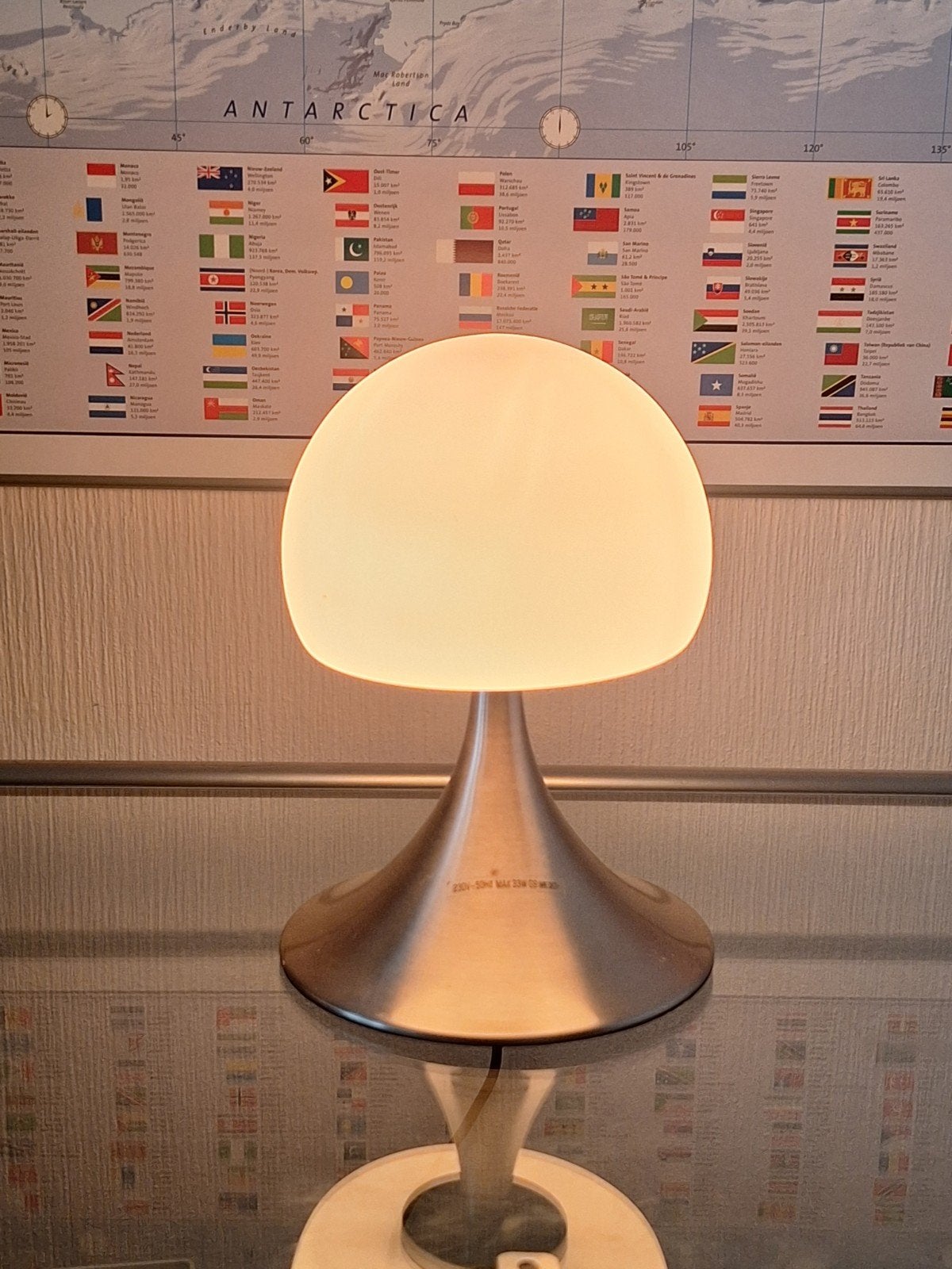 retro paddestoellamp, 3 verschillende lichtstanden, Overige merken, Ophalen of Verzenden, Glas, Modern
