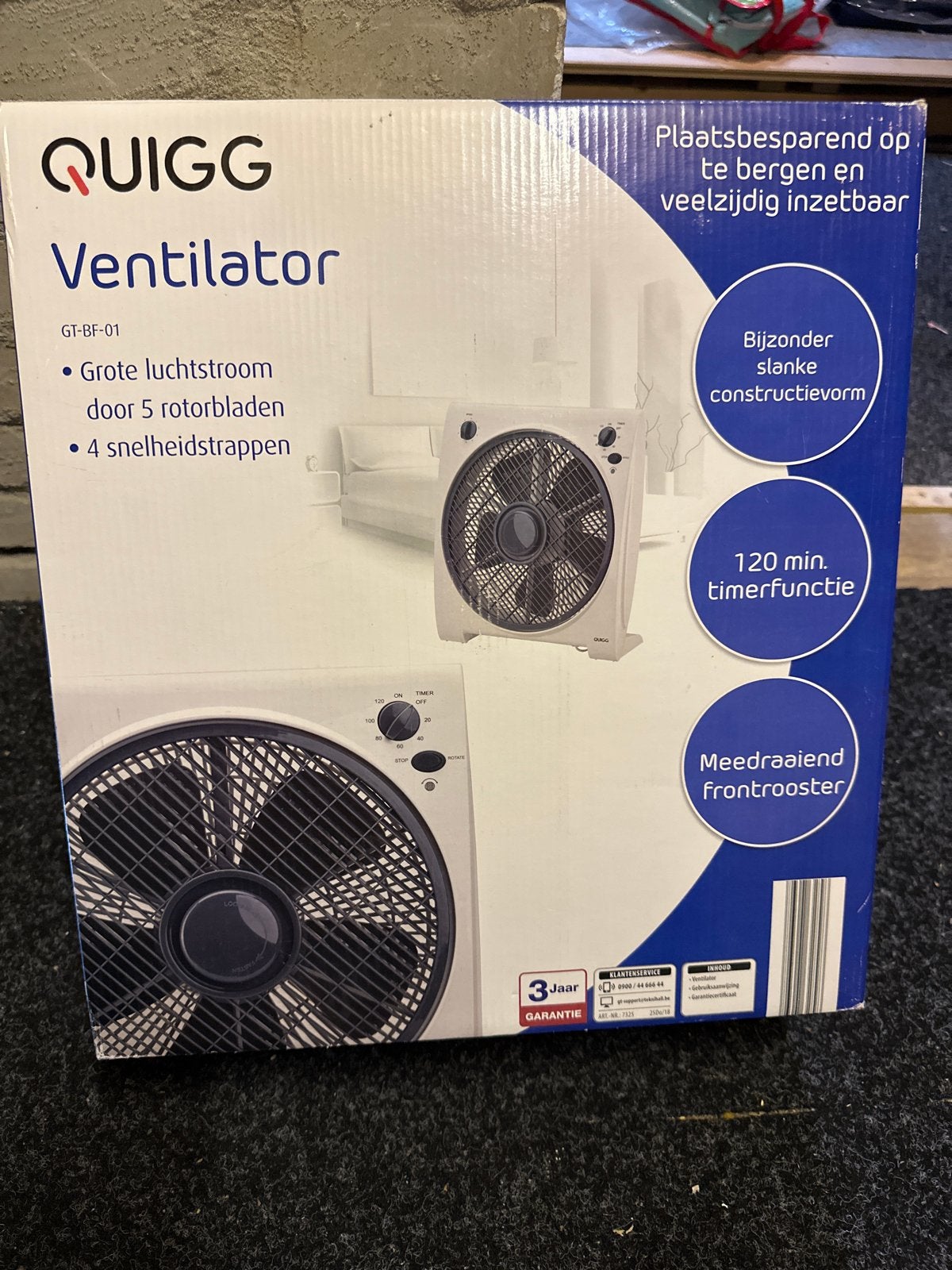 QUIGG Ventilator GT-BF-01 - Compact en Krachtig, Witgoed en Apparatuur, Ventilatoren, Ophalen, Nieuw, Tafelventilator