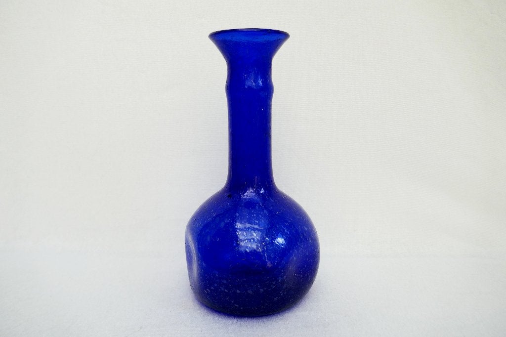 kobalt blauwe vaas - geblazen - herkomst?, Antiek en Kunst, Kunst | Designobjecten, Verzenden, Vaas, Blauw, 24 cm
