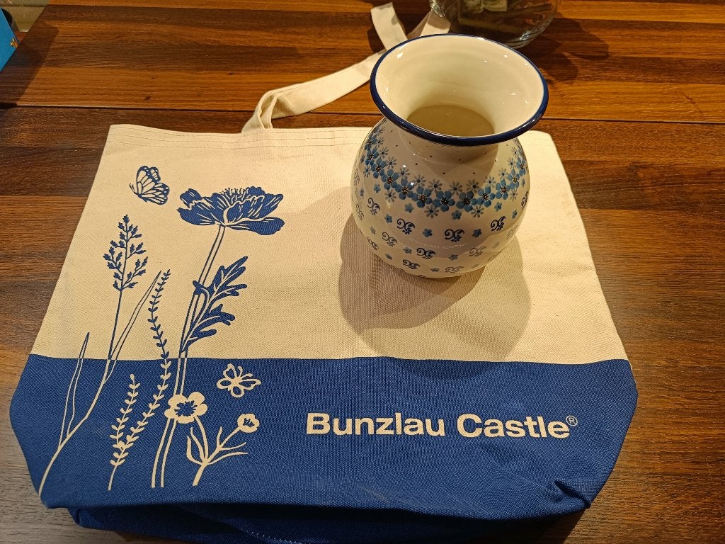 Bunzlau vaas plus shopper Nieuw Autumn Breeze, Huis en Inrichting, Woonaccessoires | Vazen, Ophalen, Blauw, Nieuw, 17 cm