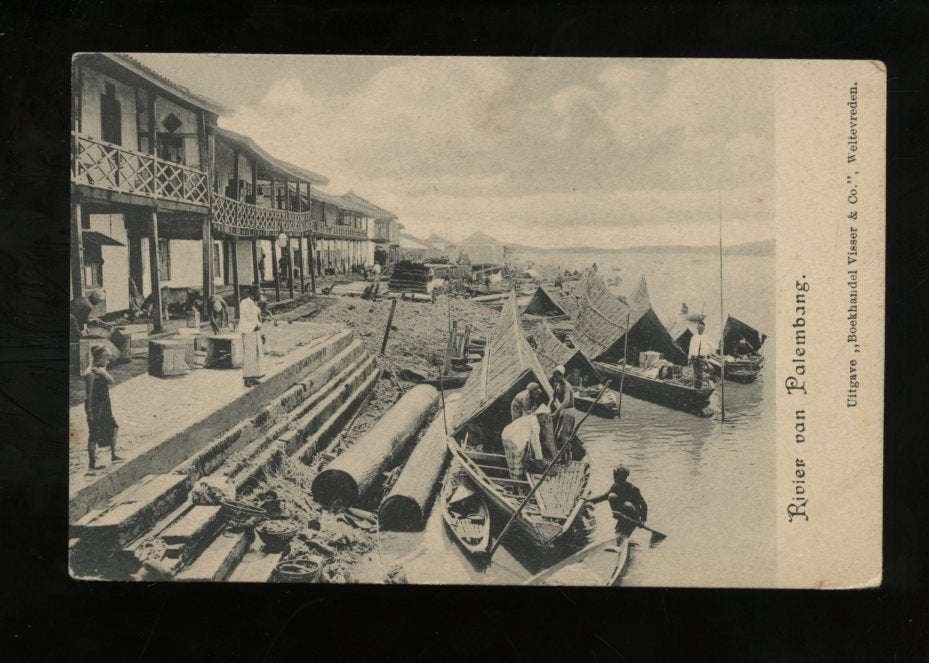 1900 Ned. Indië Wood transport at River at Palembang, Ophalen, Voor 1920, Buiten Europa