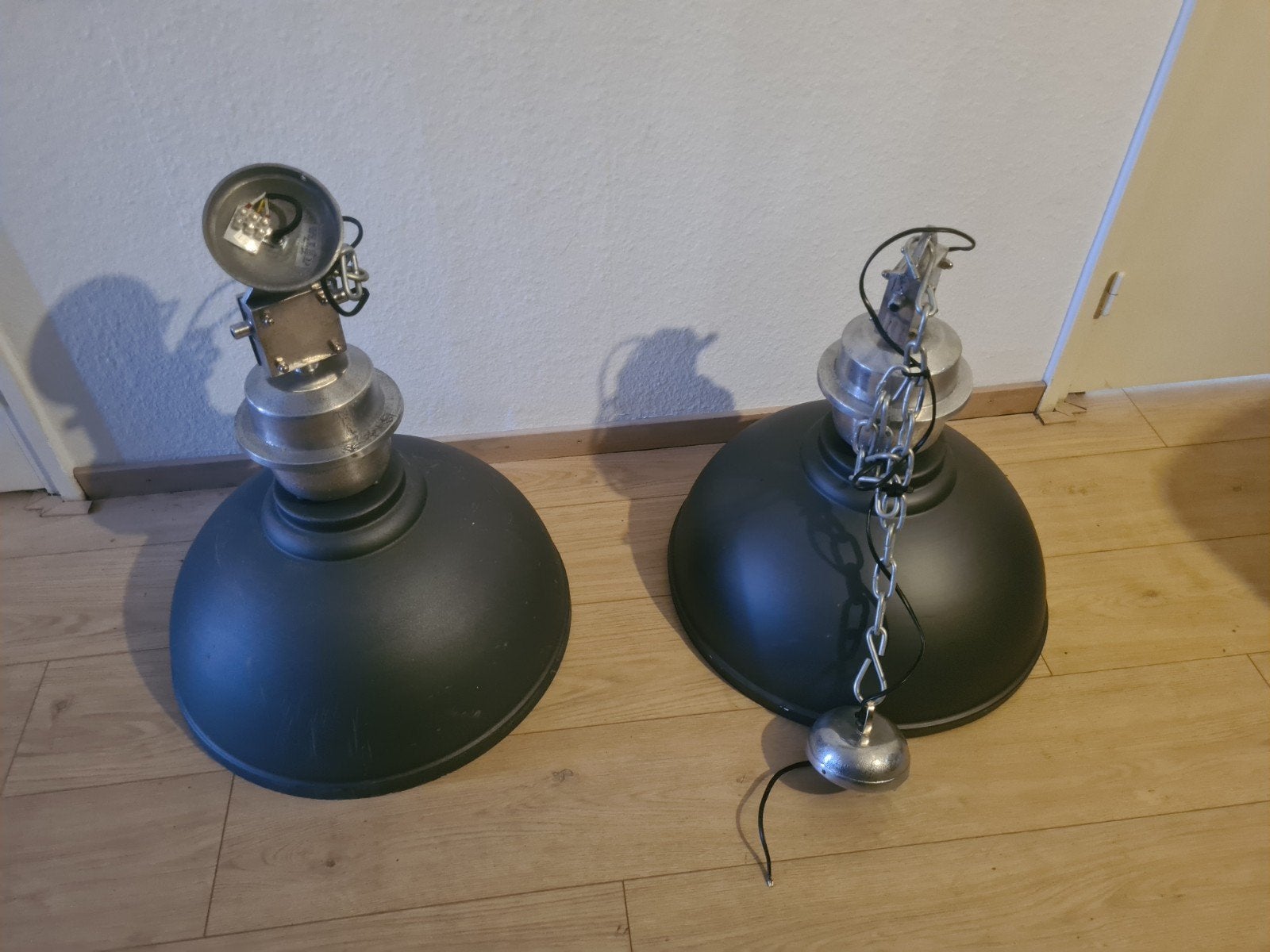 Grote industriële hanglampen - 50 cm doorsnee, Ophalen, Gebruikt, Metaal