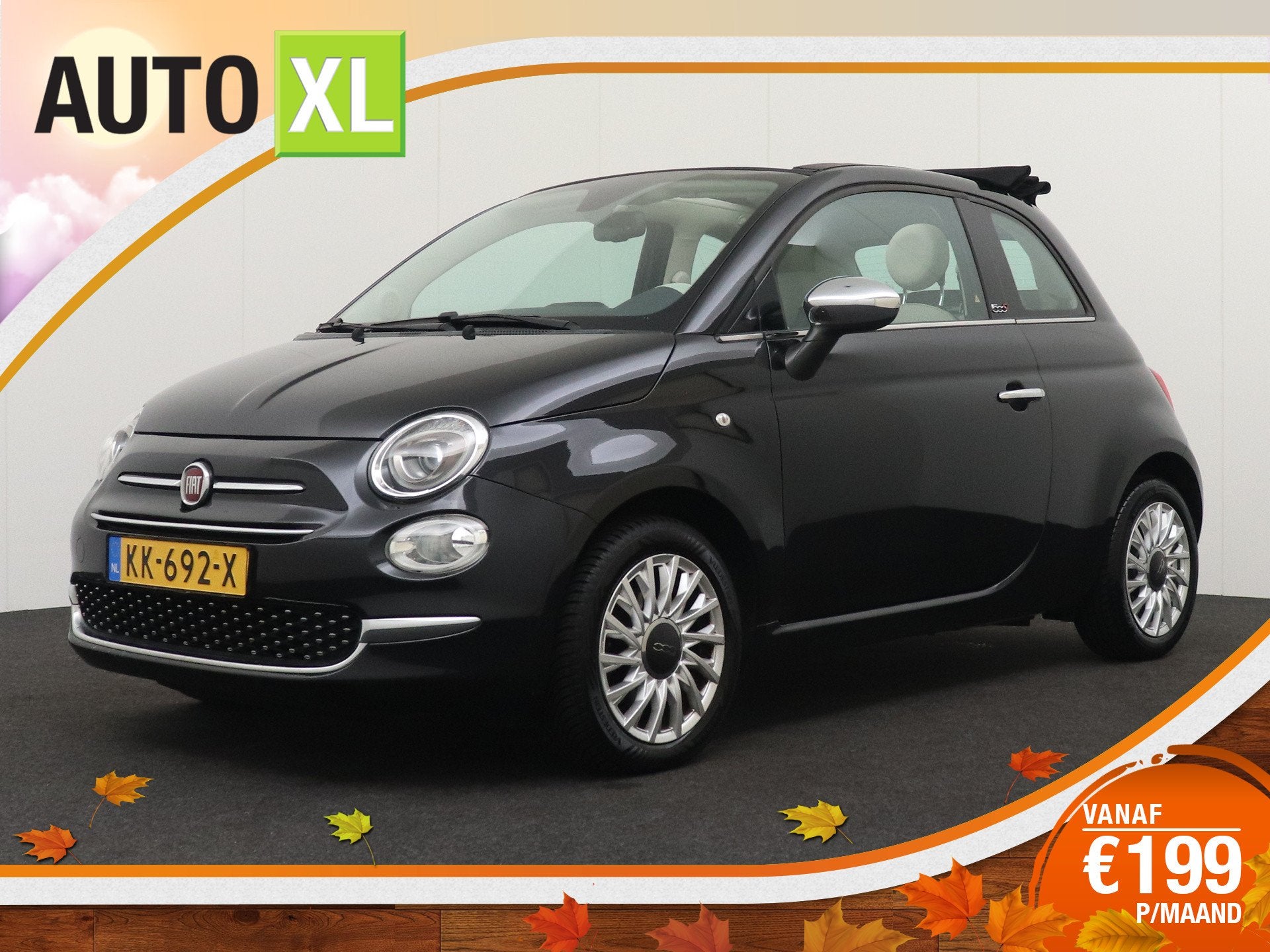 Fiat 500C 0.9 81 PK TwinAir Turbo Lounge Facelift Climate 15, Dealer onderhouden, Gebruikt, Cabriolet, Leder en Stof
