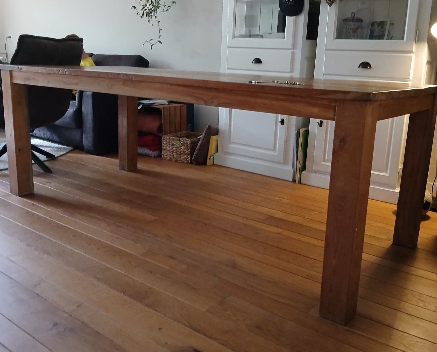 Eettafel massief teak, Huis en Inrichting, Tafels | Eettafels, Ophalen, Gebruikt, 200 cm of meer, 50 tot 100 cm