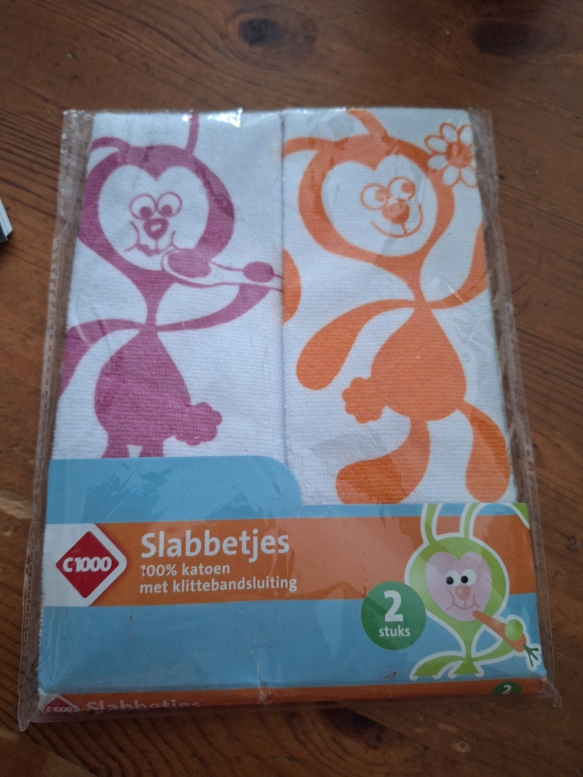 C1000 Slabbetjes 100% katoen met klittenbandsluiting (2 stuk, Ophalen of Verzenden, Nieuw