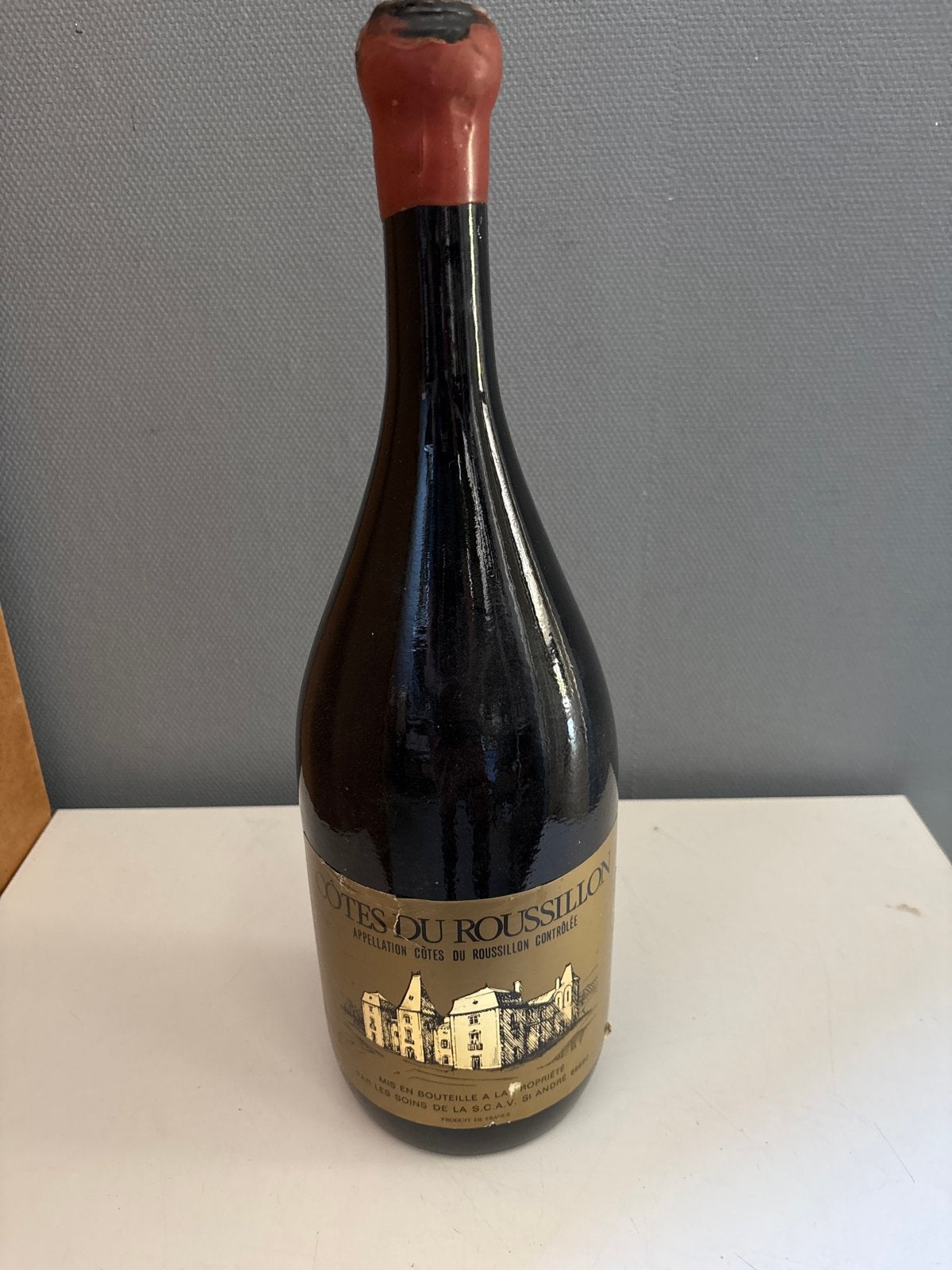 Vintage Côtes du Roussillon Wijnfles  3 liter fles, Ophalen, Gebruikt, Frankrijk, Rode wijn