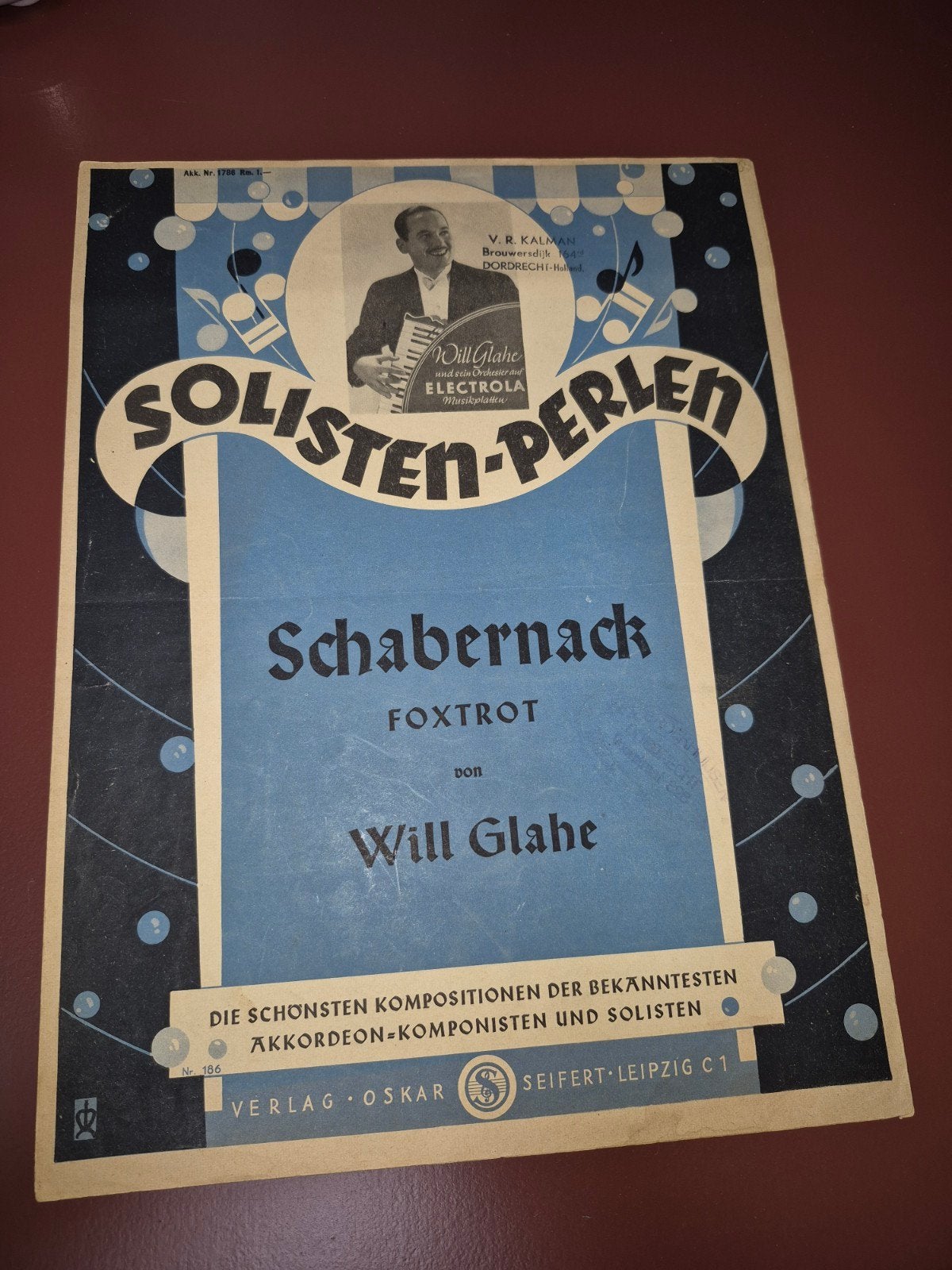 Will Glahé -Schabernack Foxtrot - Solisten-Perlen bladmuziek, Gebruikt, Ophalen of Verzenden, Artiest of Componist, Populair