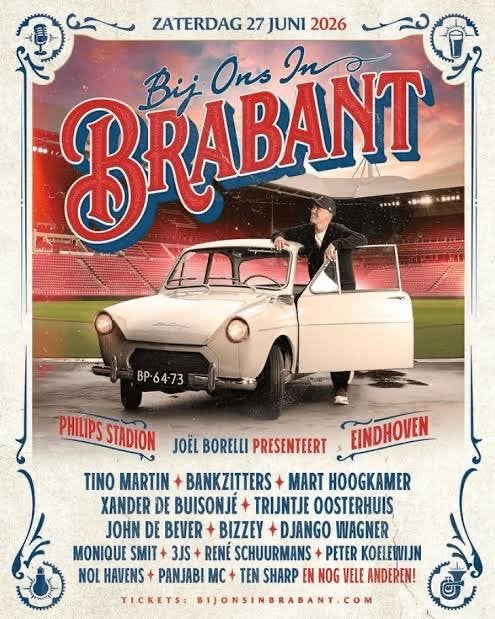 3 kaartjes rang 1 “Bij ons in Brabant”, Drie personen of meer, Juni, Levenslied