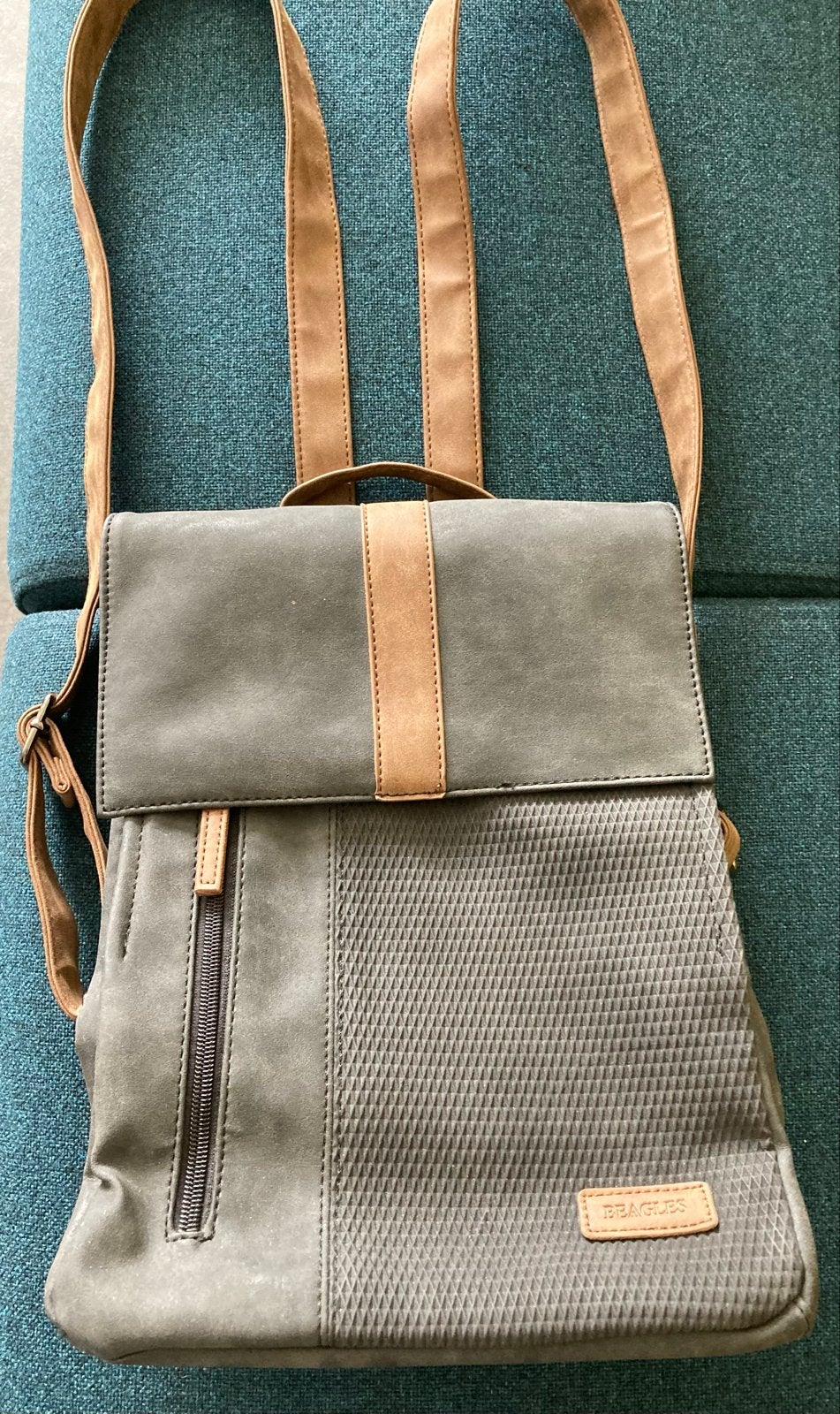 Beagles Brunete Rugzak - Lichtgrijs met wafelmotief, Overige merken, 25 tot 40 cm, Ophalen of Verzenden, Zo goed als nieuw